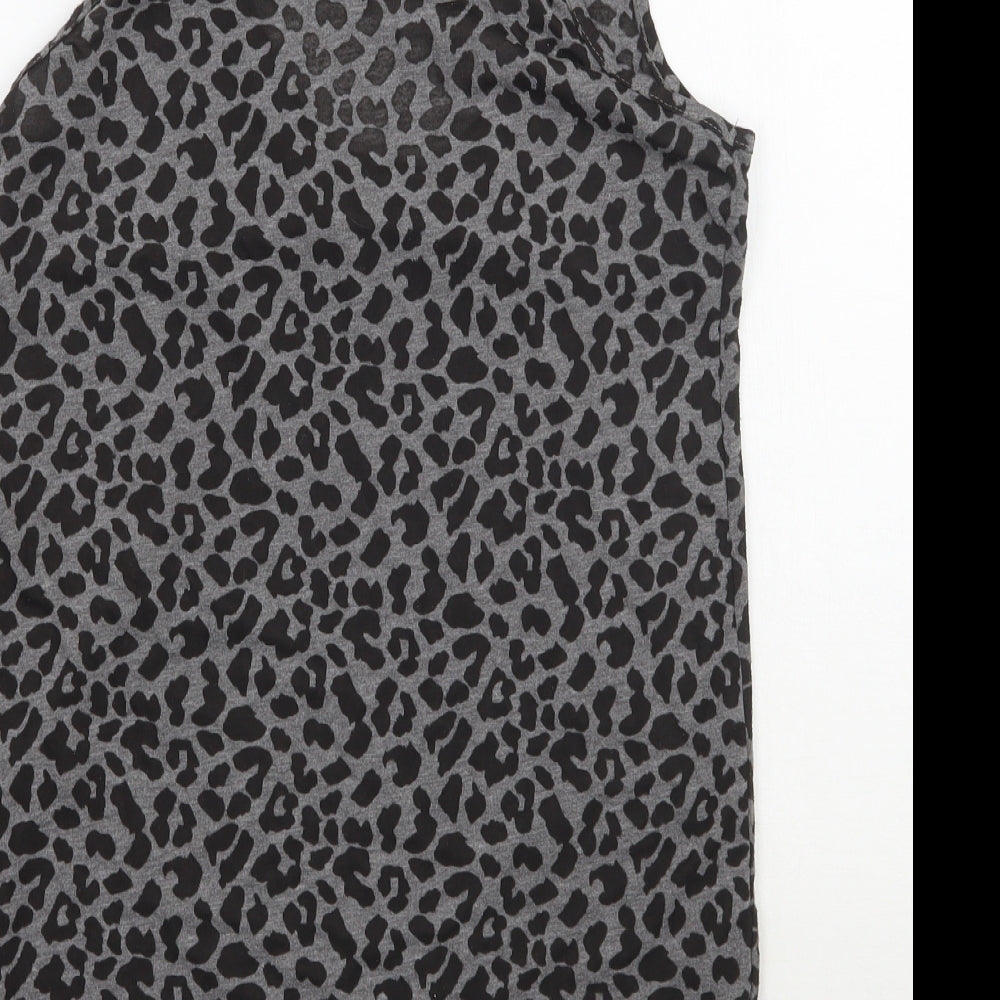 Oasis Womens Grey Animal Print Basic Tank Size 8