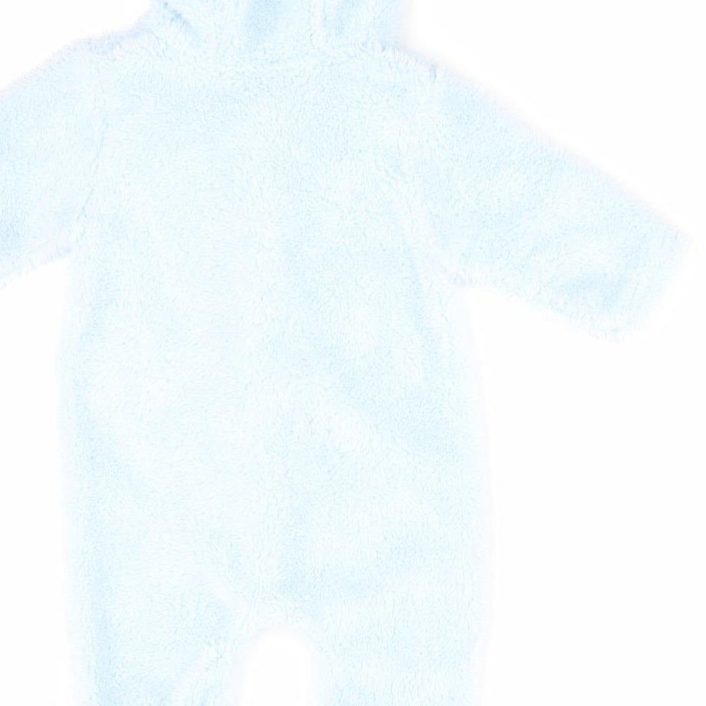 Little but Loud Boys Blue Babygrow One-Piece Size 0-3 Months - Ears on Hood Train Logo