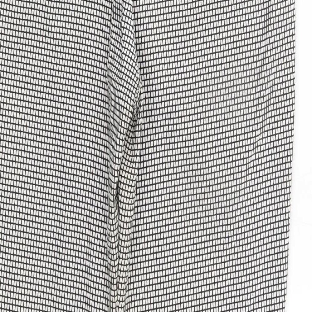 Zara Womens White Check Trousers Size 8 L27 in