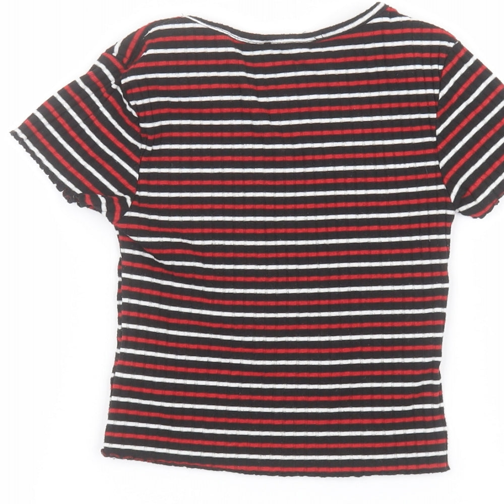 Primark Boys Black Striped Basic T-Shirt Size 8-9 Years