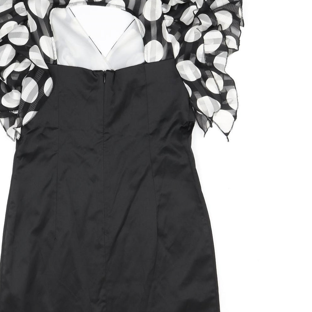 Explosion Womens Black Polka Dot Bodycon Size 10
