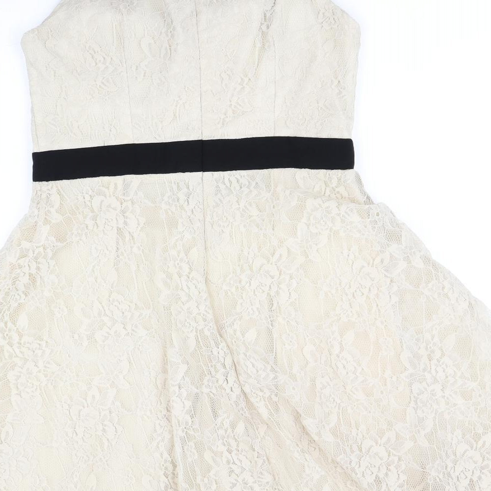 Little Mistress Womens Beige Fit & Flare Size 10