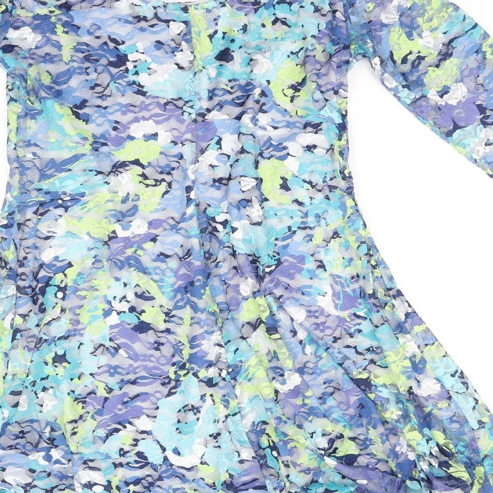 Stella Morgan Womens Blue Floral Fit & Flare Size 10