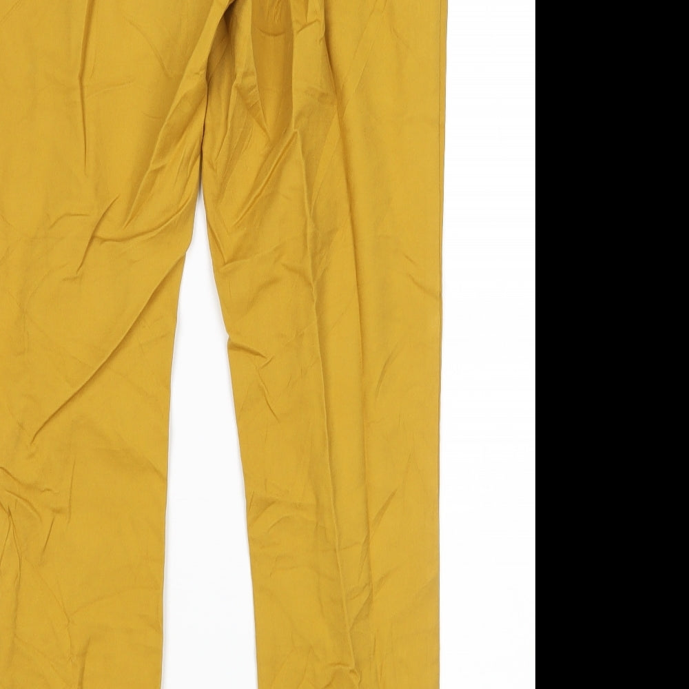 F&F Womens Yellow Floral Trousers Size 10 L28 in