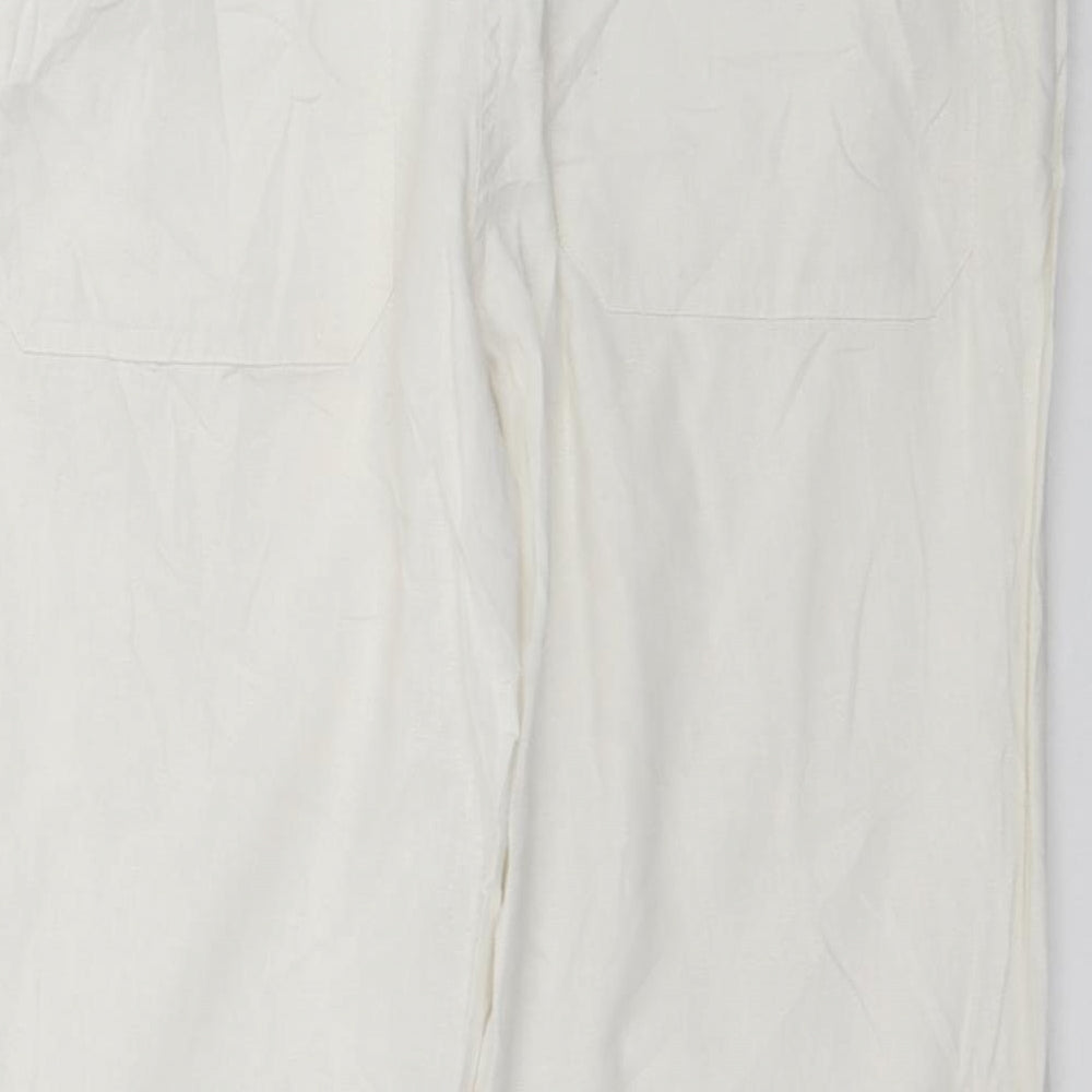 H&M Womens White Trousers Size 16 L29 in