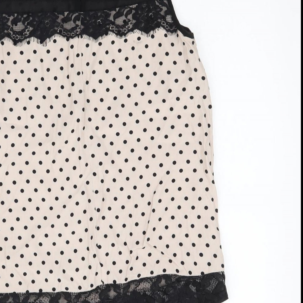 Dorothy Perkins Womens Beige Polka Dot Basic Blouse Size 8