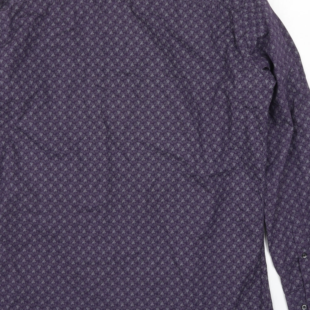 NEXT Mens Purple Floral Button-Up Size 16
