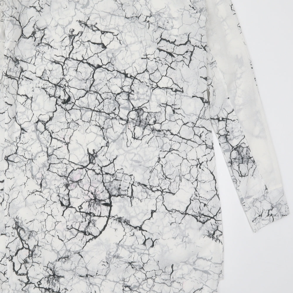 Next Womens White T-Shirt Dress Size 12 - Black and White Marble Effect
