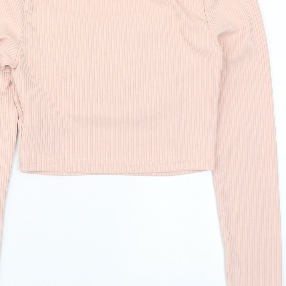 SheIn Womens Pink Cropped T-Shirt Size S