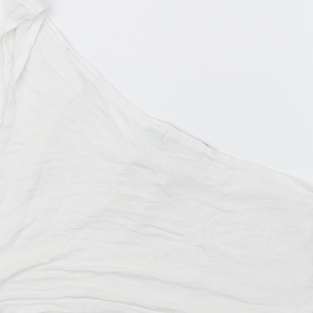 PRETTYLITTLETHING Womens White Cropped T-Shirt Size 10