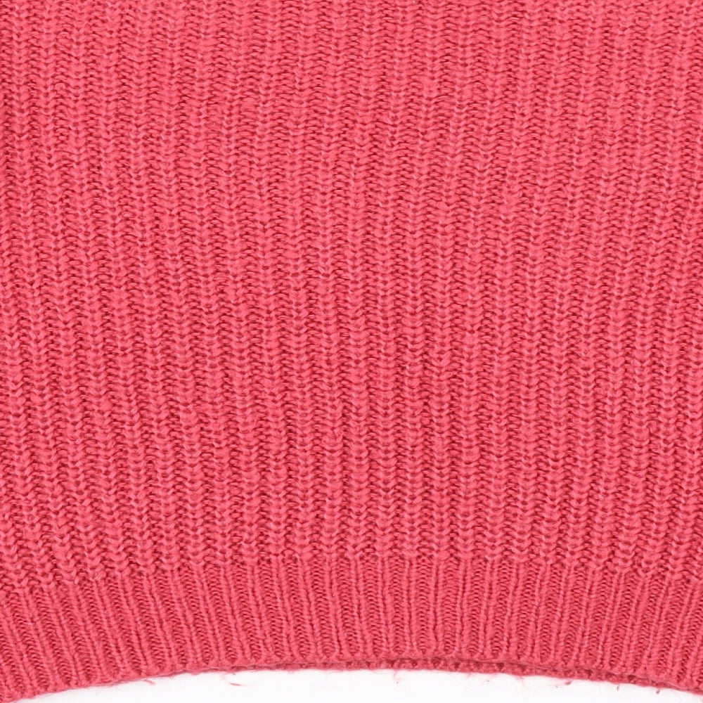 V Womens Pink Knit Pullover Jumper Size 10