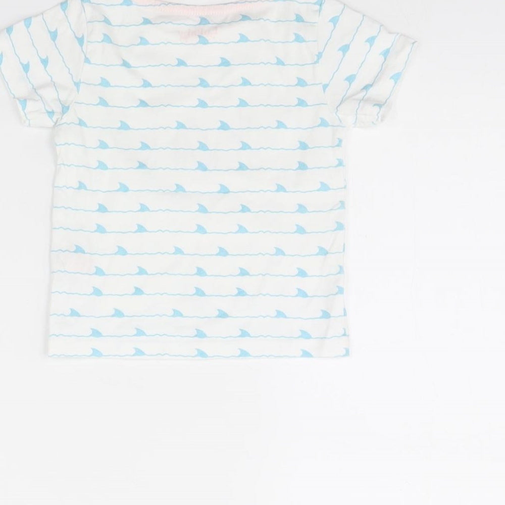 Lullaby Baby White Striped Basic T-Shirt Size 12 Months - Shark