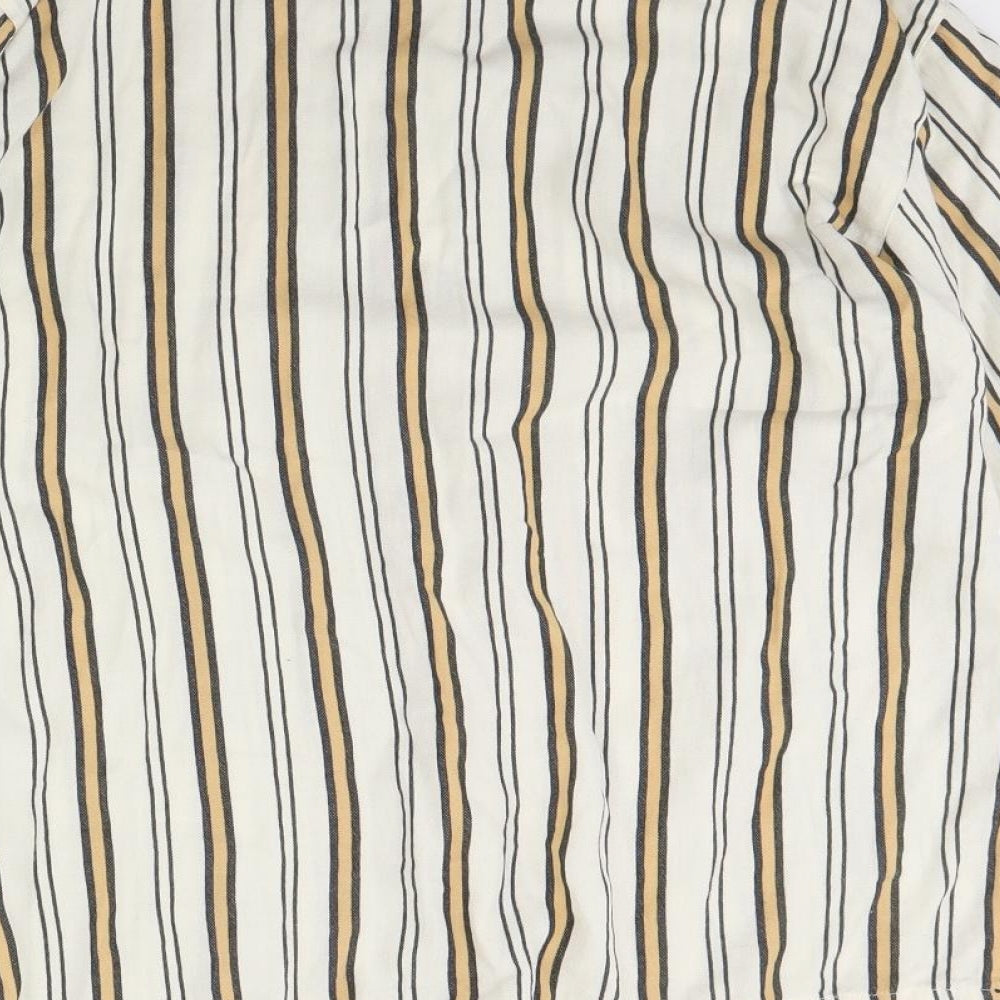 Topshop Womens White Striped Basic Button-Up Size 8