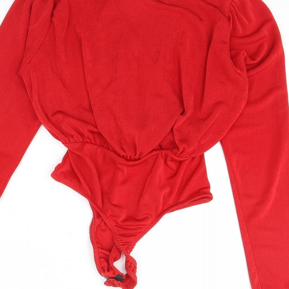 Misspap Womens Red Bodysuit One-Piece Size 10