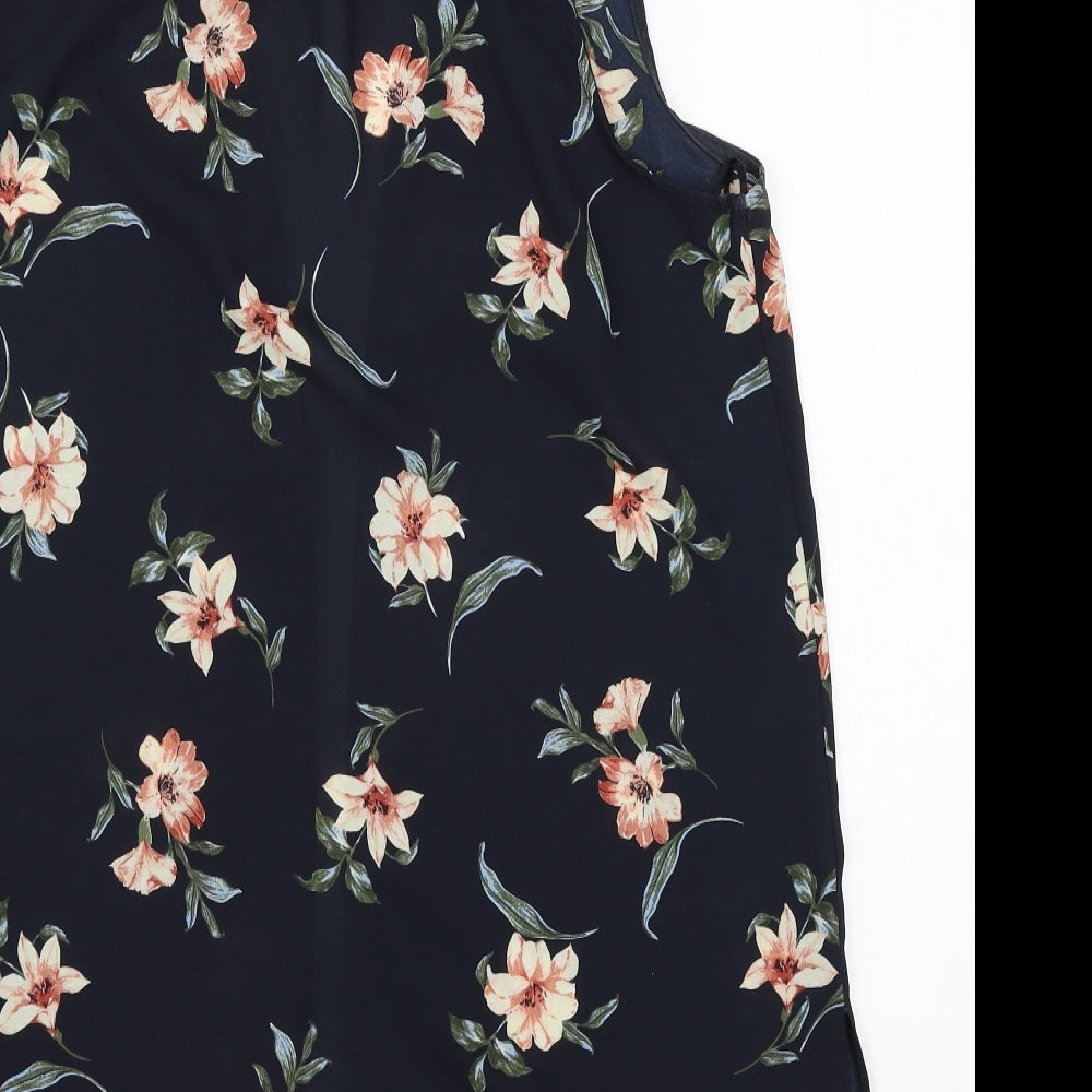New Look Womens Blue Floral Jacket Waistcoat Size 12