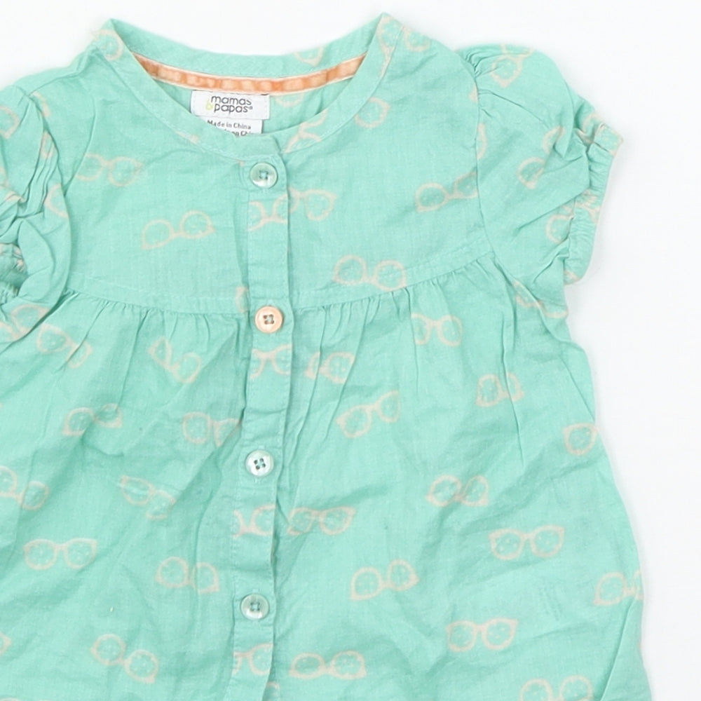 mamas & papas Boys Blue Geometric Basic T-Shirt Size 3-6 Months - Glasses