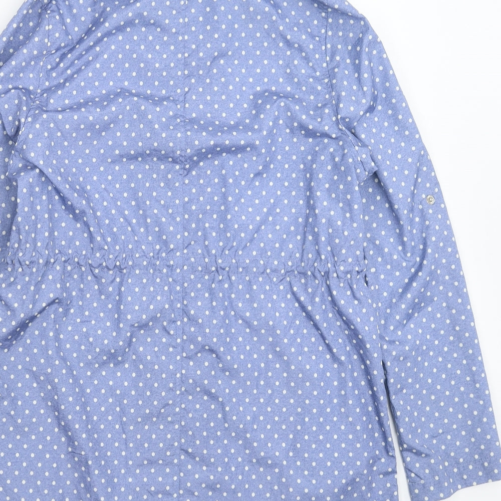 Parka in a Pocket Womens Blue Polka Dot Parka Coat Size S
