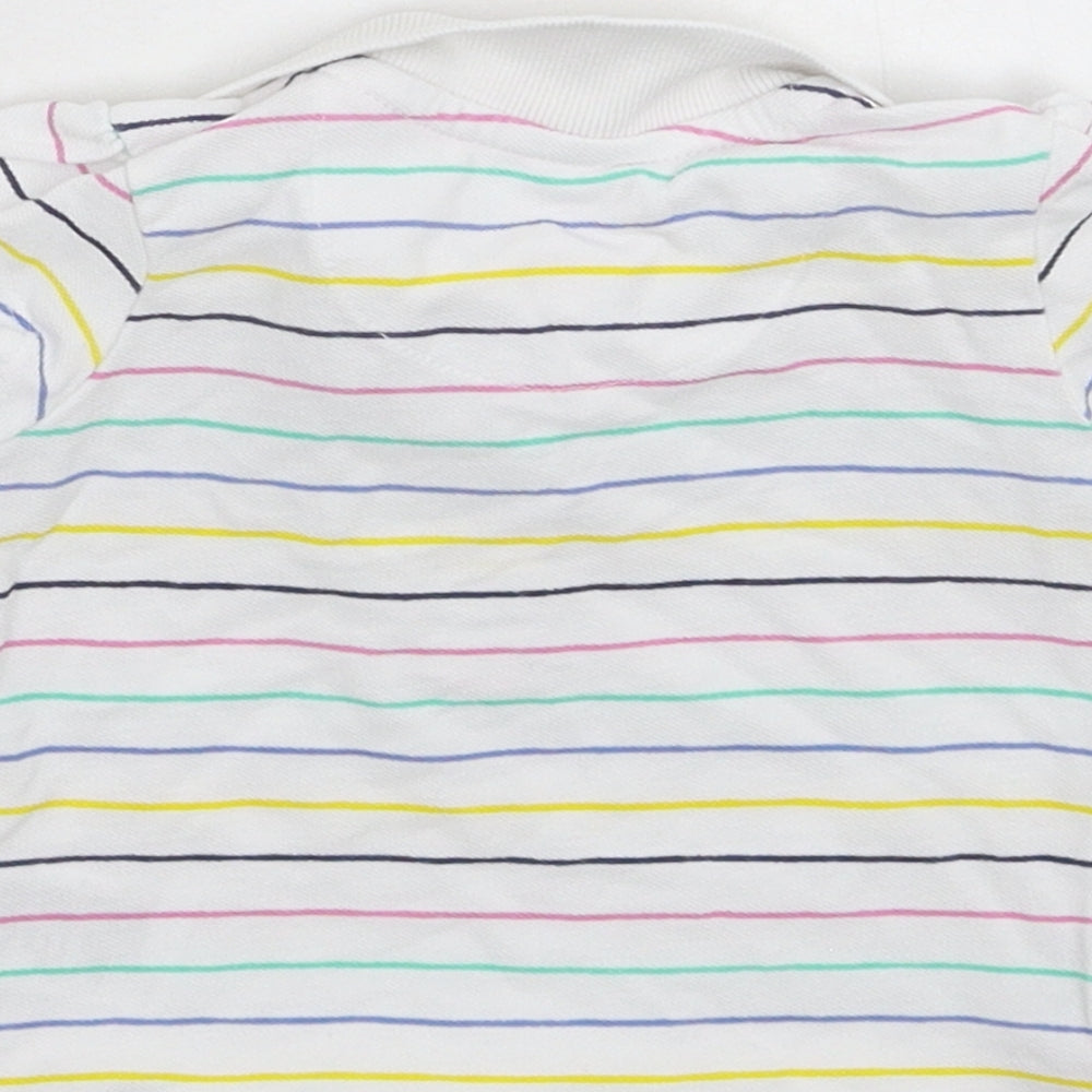 Merc Girls White Striped Basic Polo Size 9-12 Months