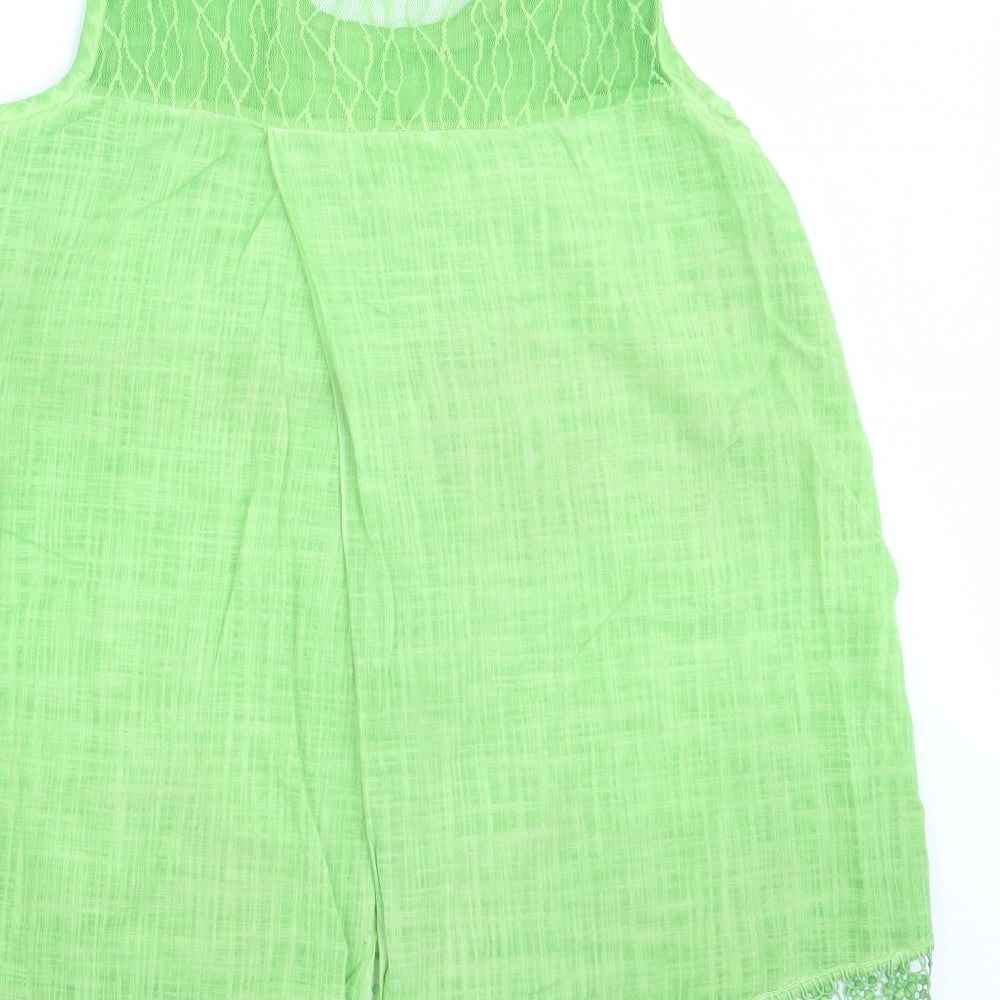 ATB-D Collection Womens Green Basic Blouse Size XL - Floral Hem
