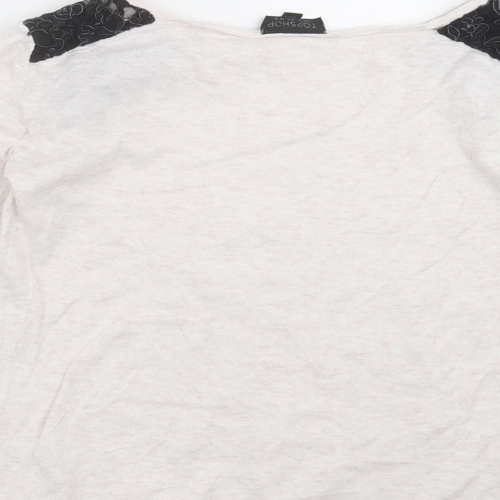 Topshop Womens Beige Pullover Jumper Size 10 - lace detail