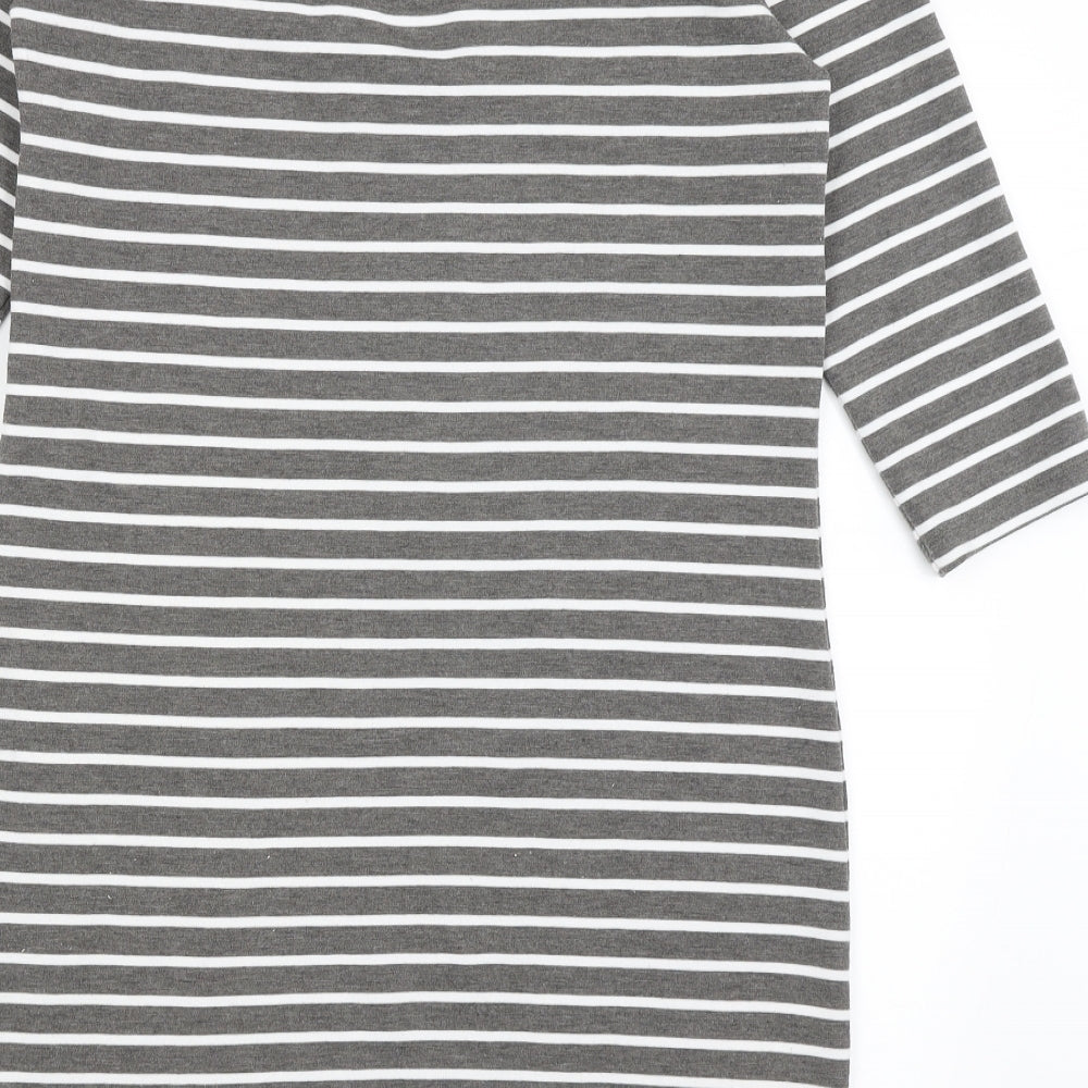 Only Womens Grey Striped T-Shirt Dress Size M