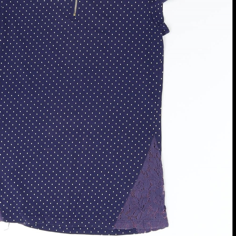 Preworn Womens Blue Polka Dot Basic T-Shirt Size M