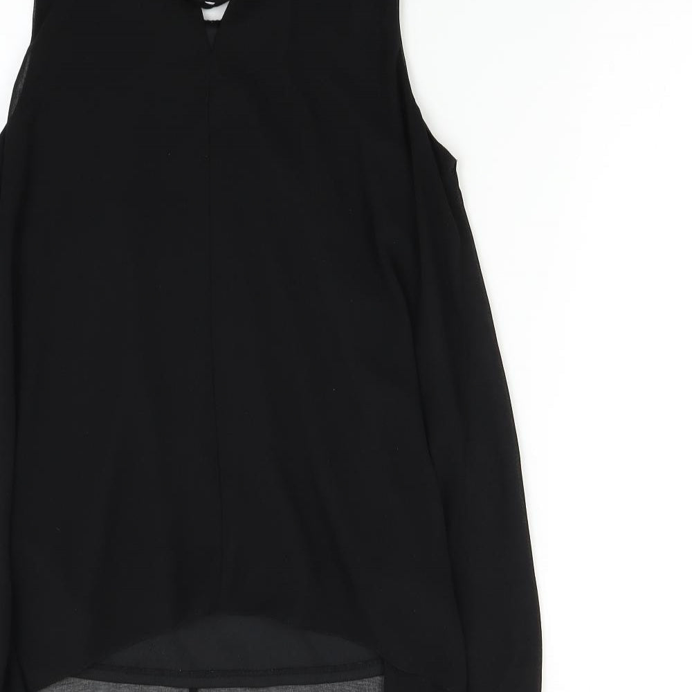 BHS Womens Black Tunic Blouse Size 12 - Beaded Collar