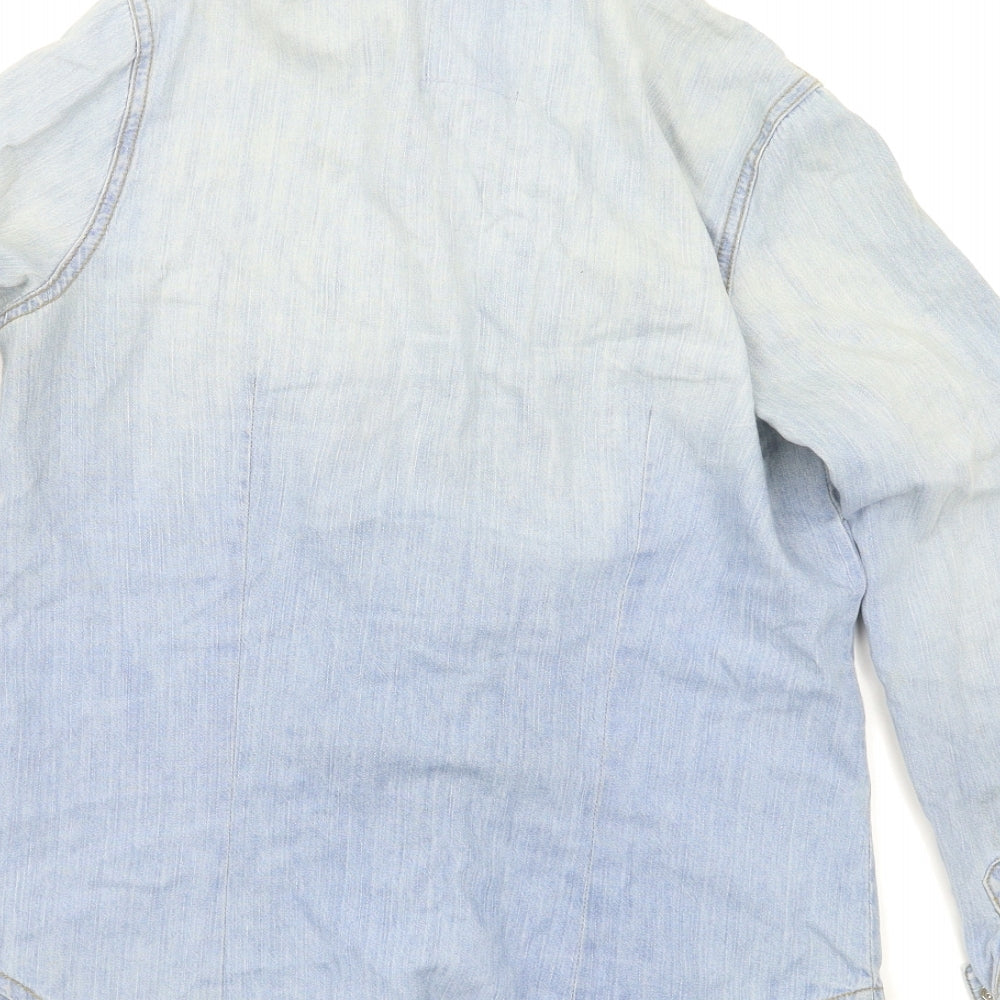 YES YES Womens Blue Basic Button-Up Size 10