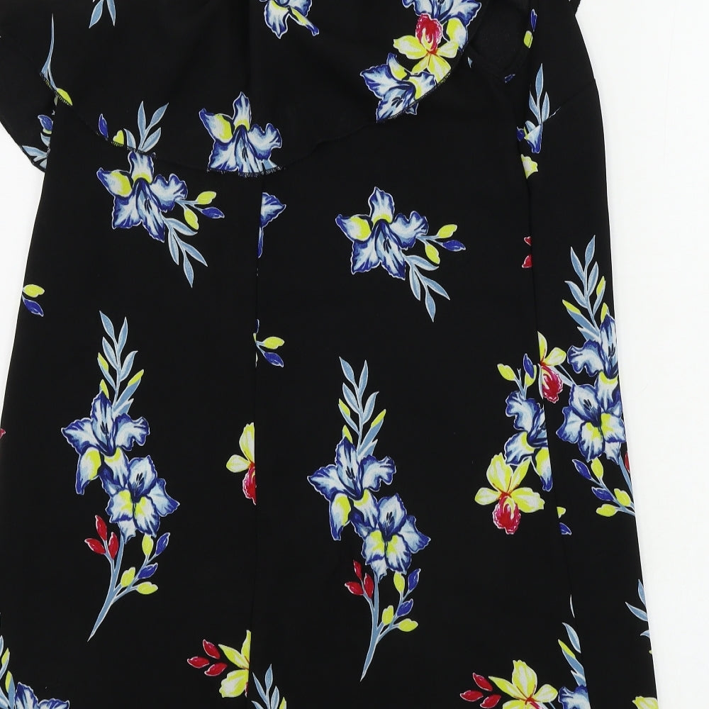 New Look Womens Black Floral A-Line Size 12