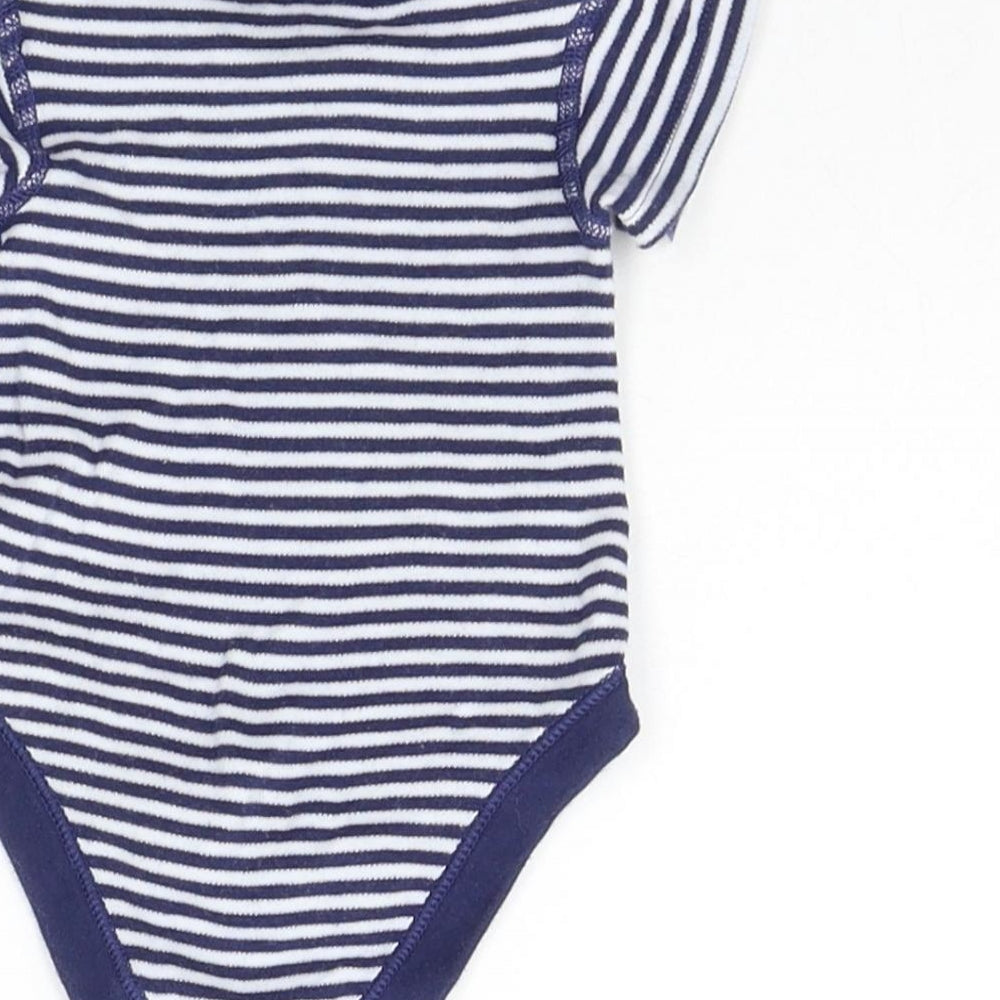 Marks & Spencer Baby Blue Striped Babygrow One-Piece Size 0-3 Months