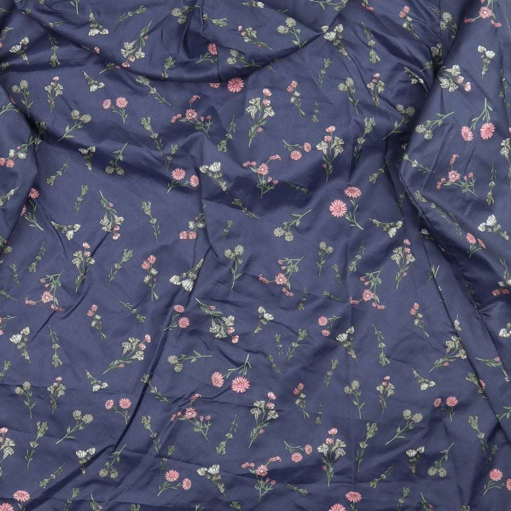 Anne De Lancay Womens Blue Floral Jacket Coat Size M