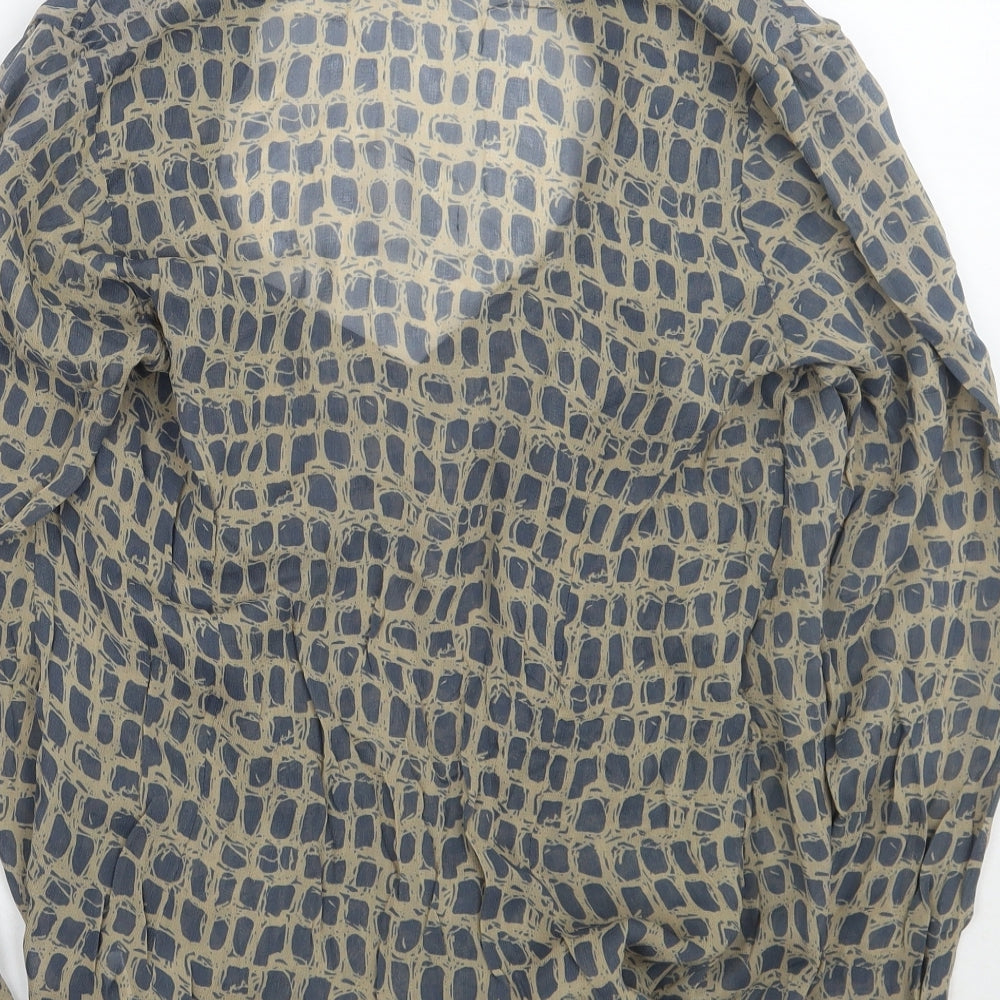 Adini Womens Brown Geometric Basic Blouse Size XS