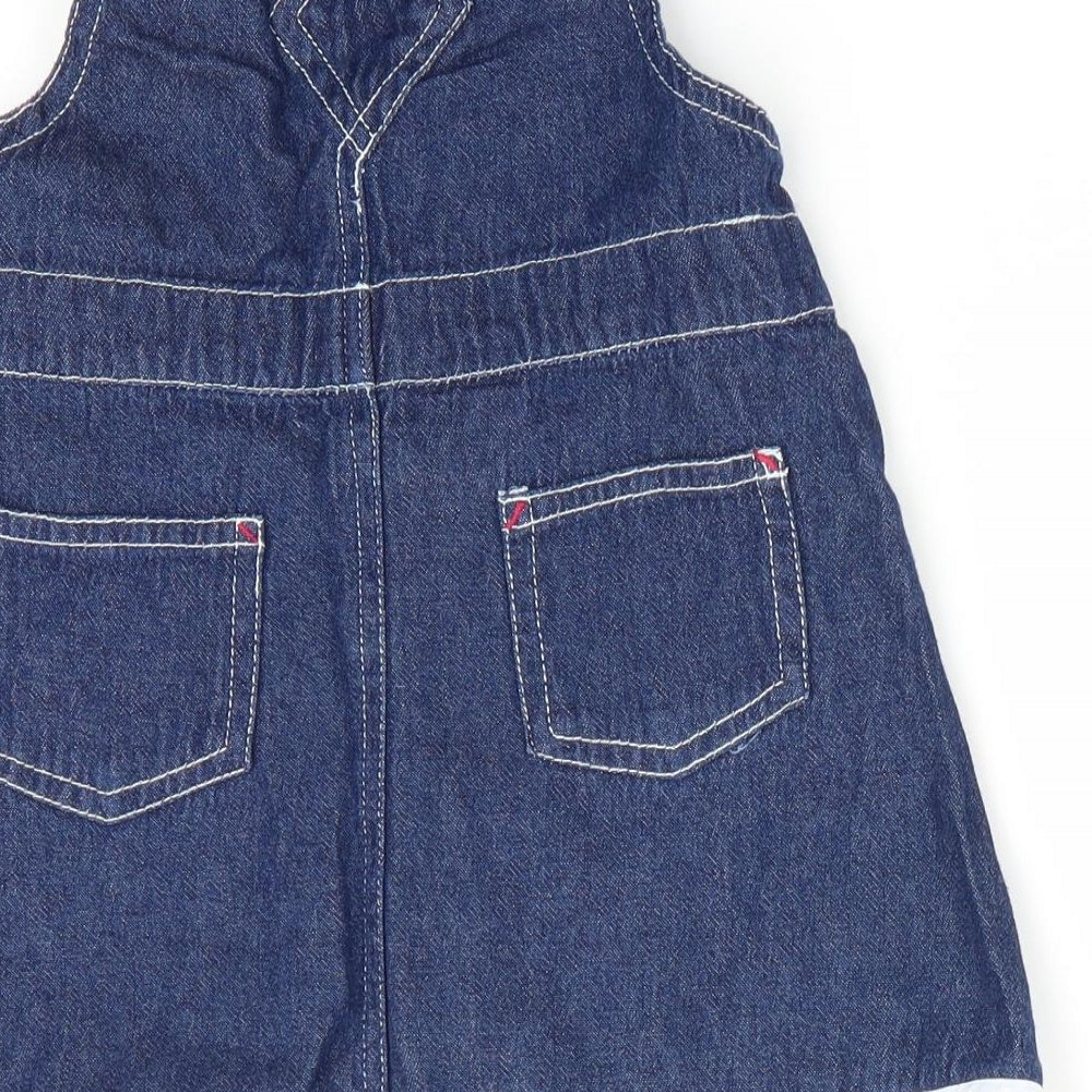 Natterjack Girls Blue Check Pinafore/Dungaree Dress Size 6-9 Months - Check & lace trim