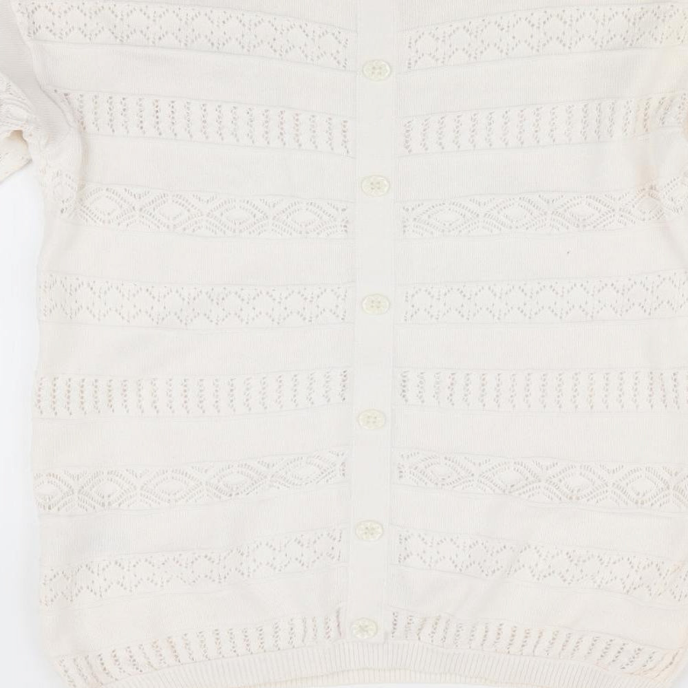 George Girls Ivory Striped Pullover Jumper Size 10-11 Years - Crochet style detail