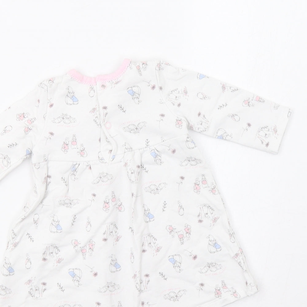 TU White Floral Fit & Flare Size 3-6 Months - Rabbit