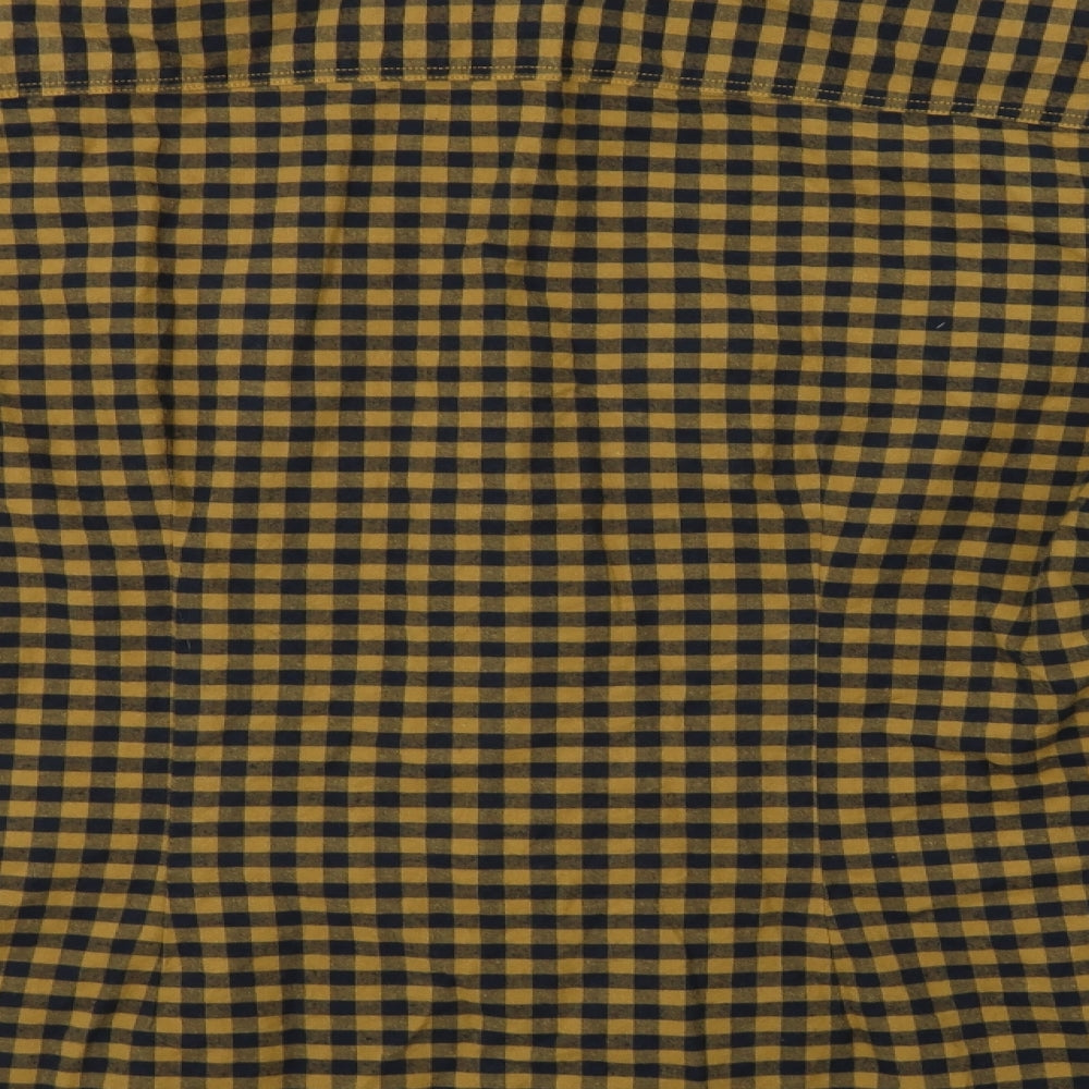 Matalan Mens Yellow Check Button-Up Size M
