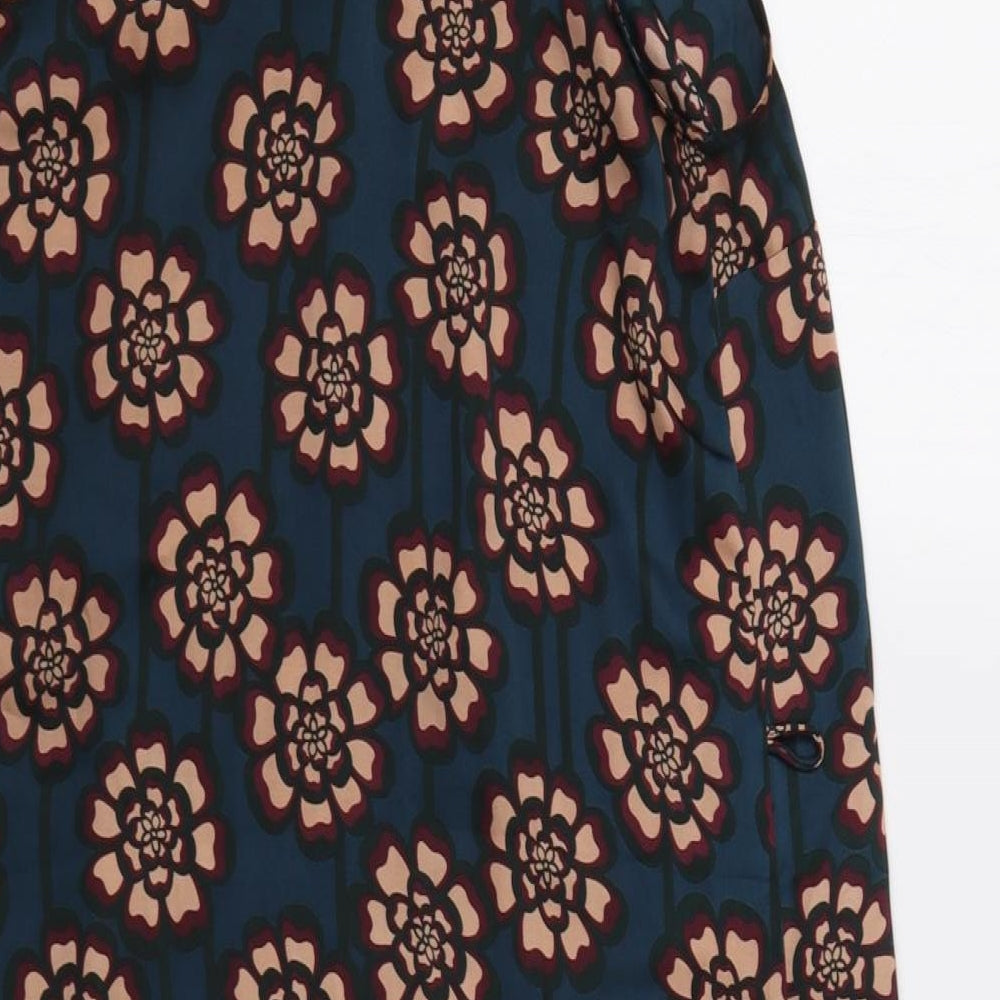Clements Ribeiro Womens Blue Floral A-Line Size 10