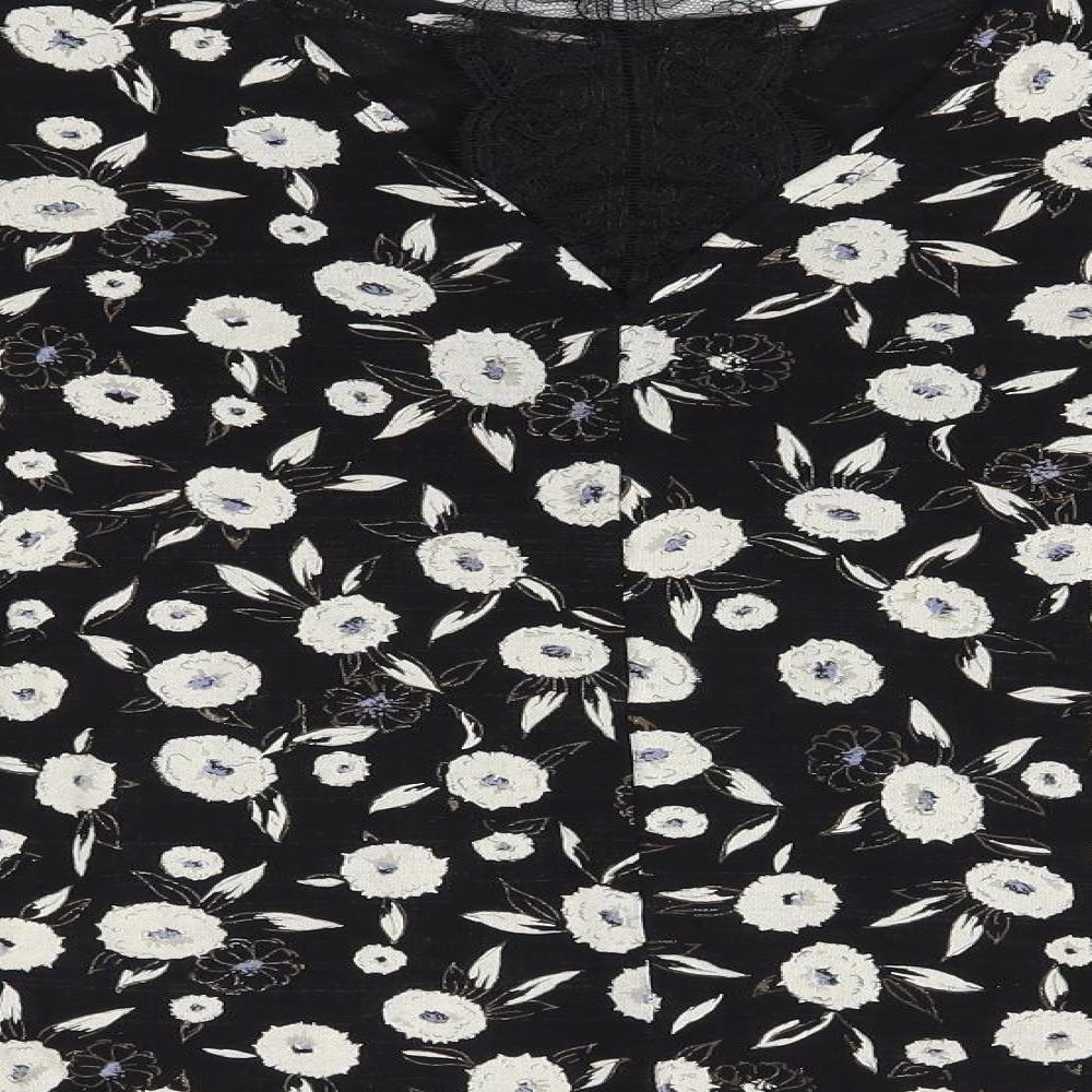 NEXT Womens Black Floral Basic Blouse Size 16