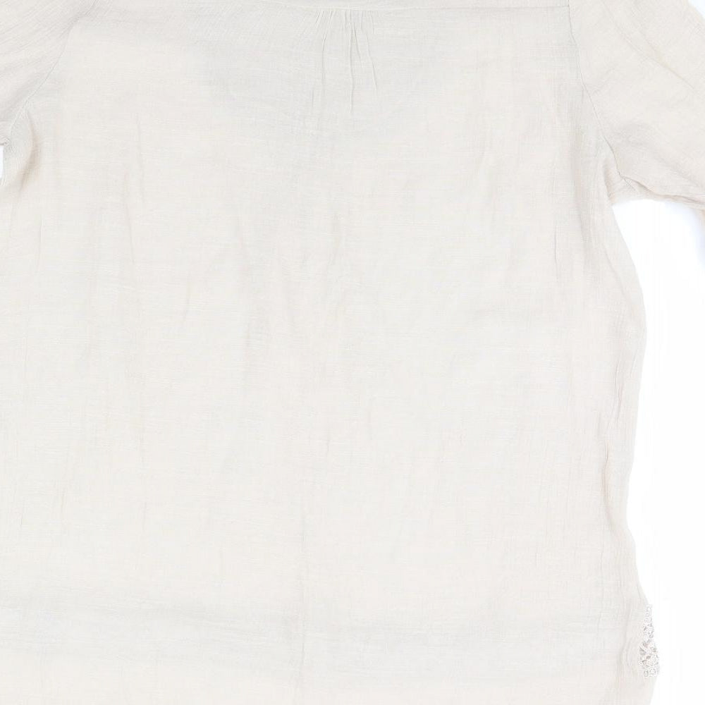 Style Womens Beige Basic Blouse Size L