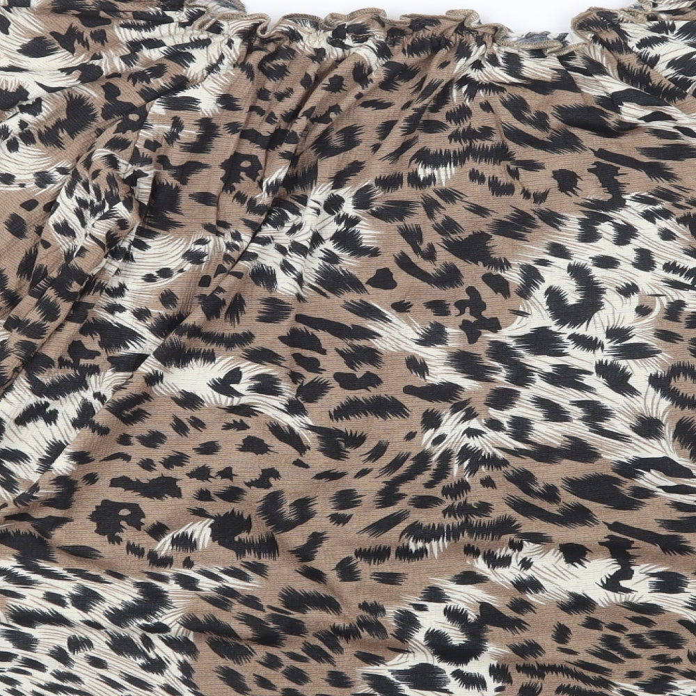 Pep&Co Womens Brown Animal Print Basic Blouse Size 8