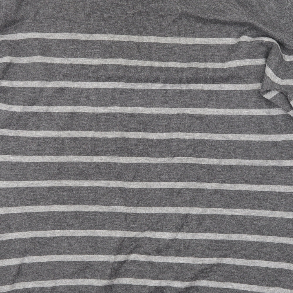 Preworn Womens Grey Striped Knit Pullover Jumper Size 14