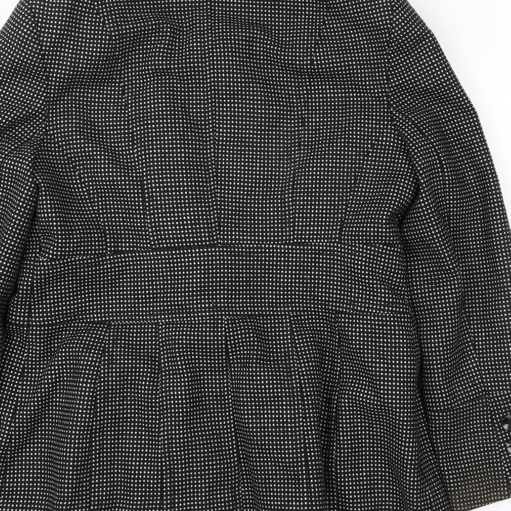 Debenhams Womens Black Polka Dot Overcoat Coat Size 14