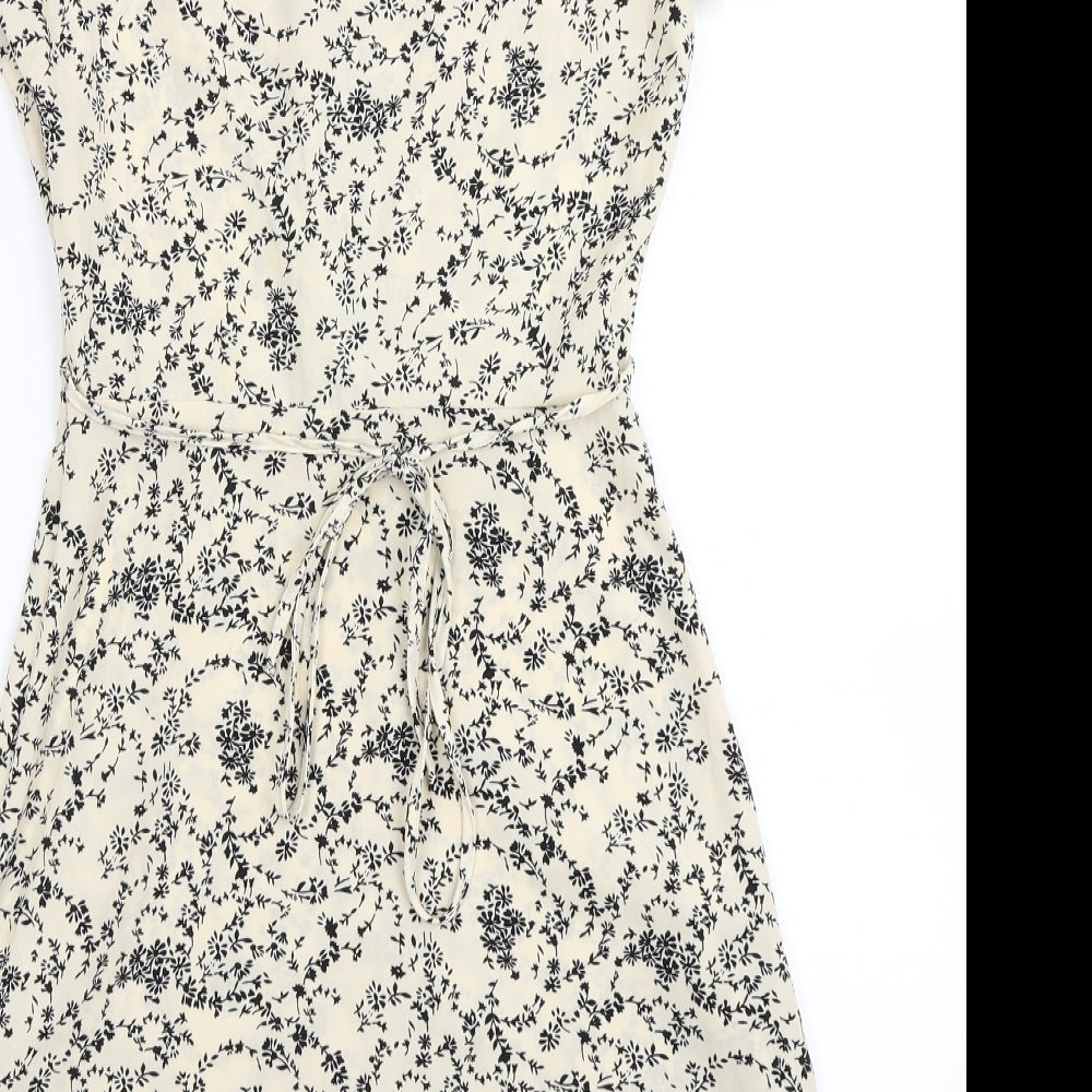 Missguided Womens Ivory Floral Fit & Flare Size 4