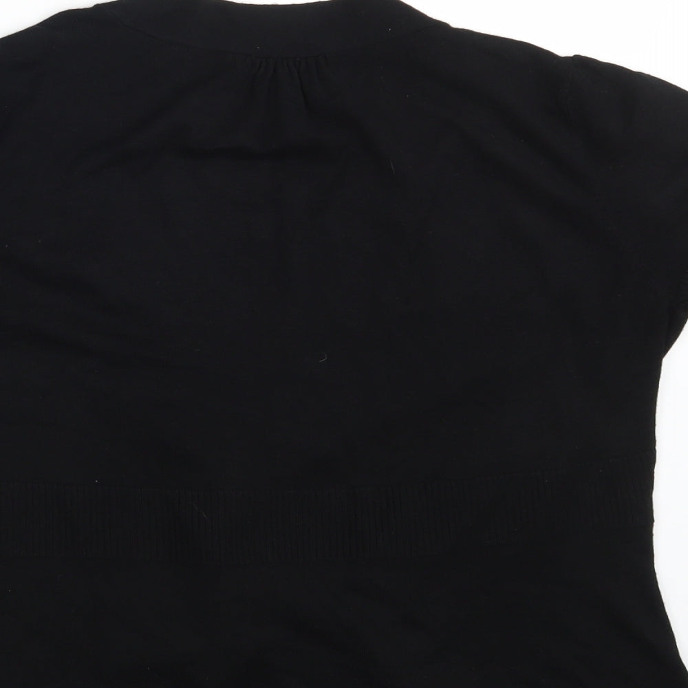 M & Co. Womens Black Wrap Jumper Size M