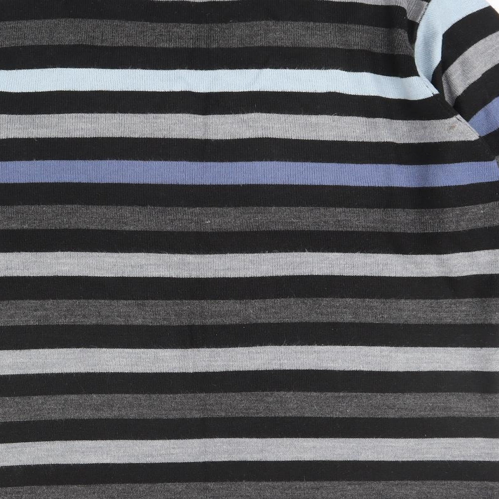 Full shock Mens Black Striped Pullover Jumper Size L
