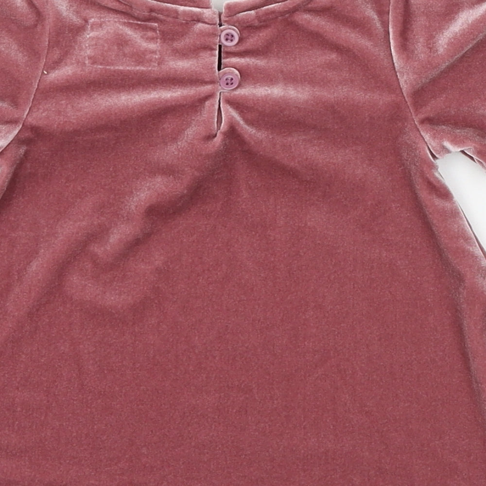 NEXT Girls Pink Velour T-Shirt Dress Size 3-6 Months