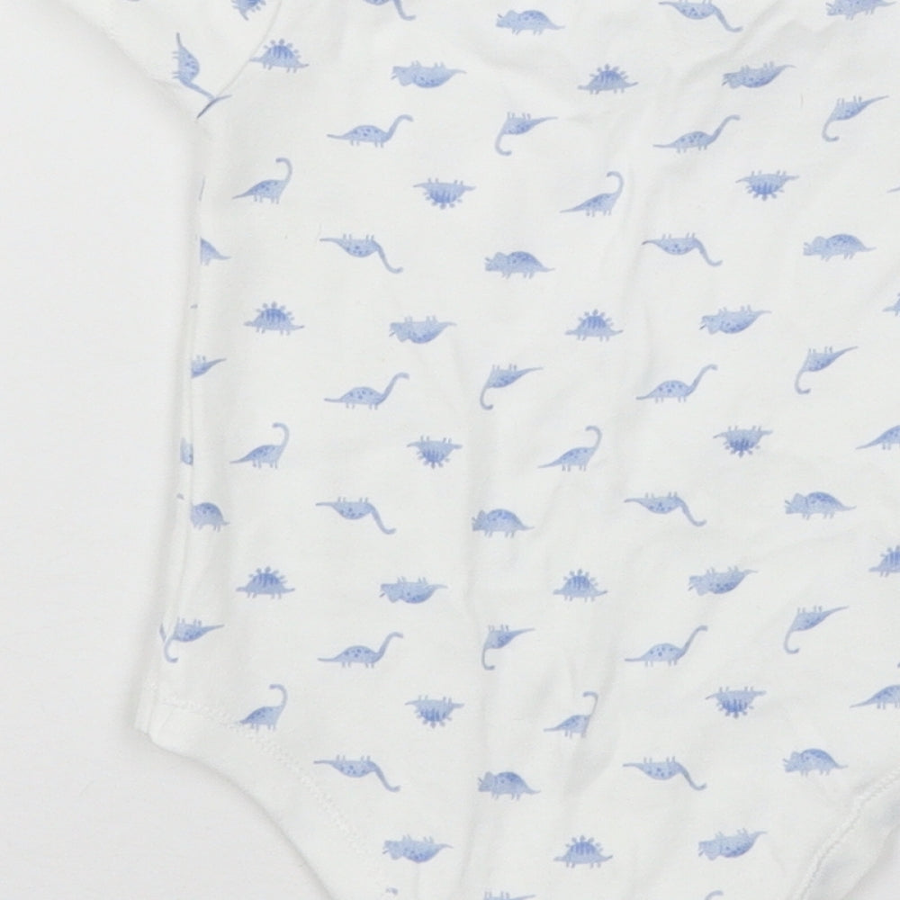 TU Baby White Geometric Jersey Babygrow One-Piece Size 12-18 Months - DInosaur