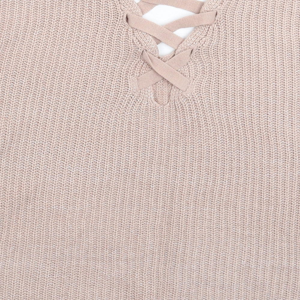 Peacocks Womens Pink Knit Pullover Jumper Size S - Oversized