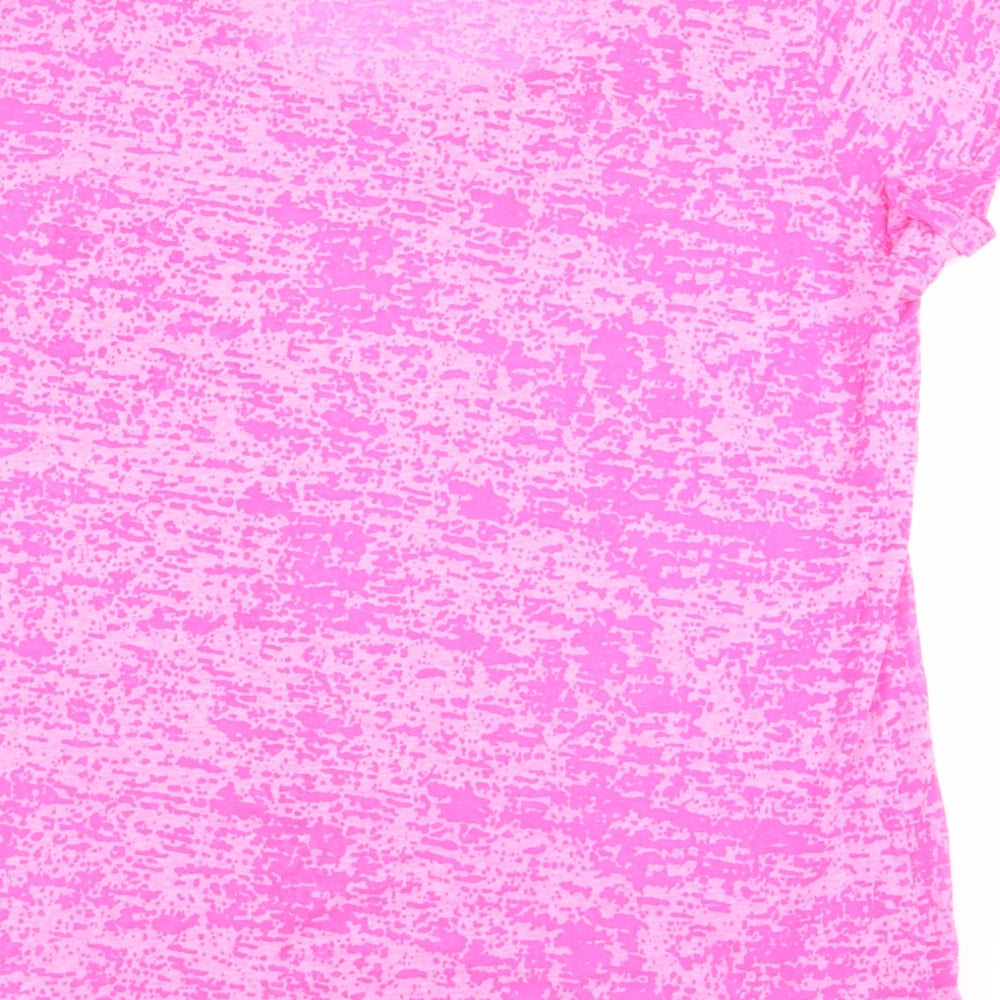 Juniper Womens Pink Geometric Basic T-Shirt Size 14