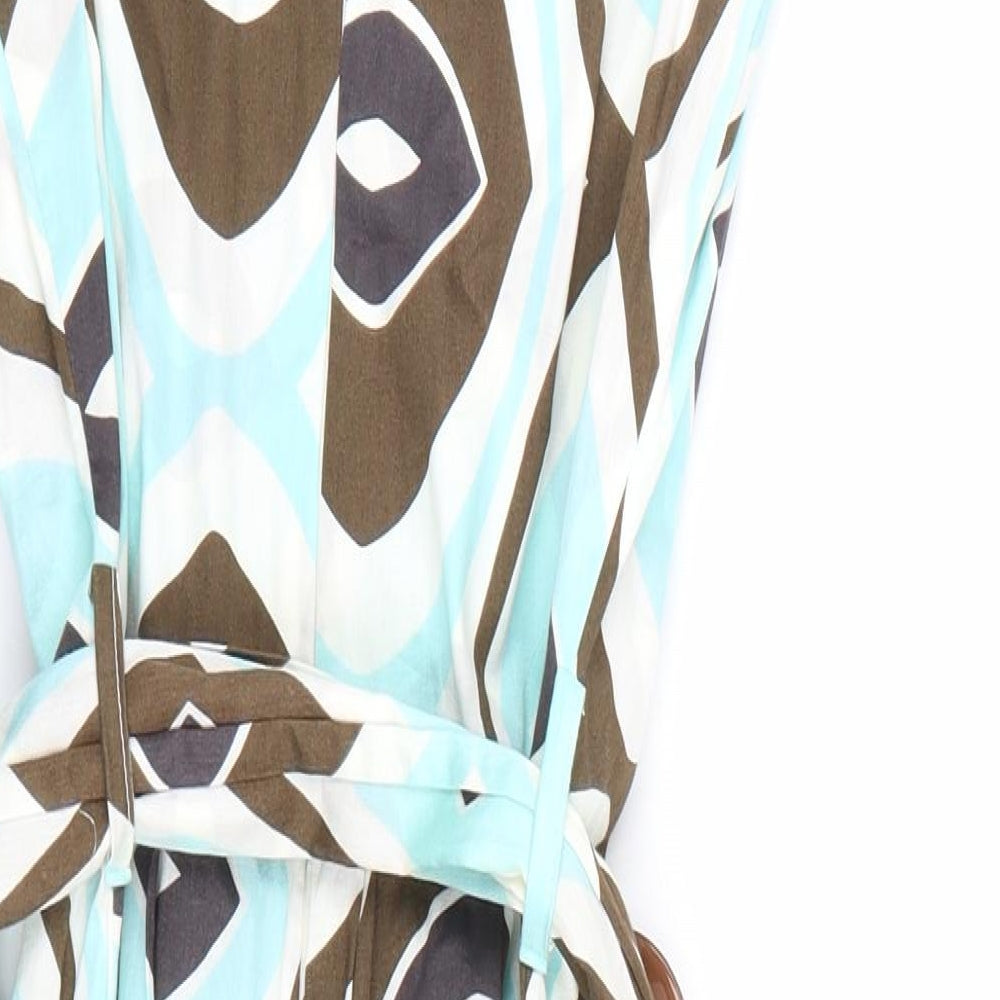 Dis moi Womens Blue Geometric A-Line Size S